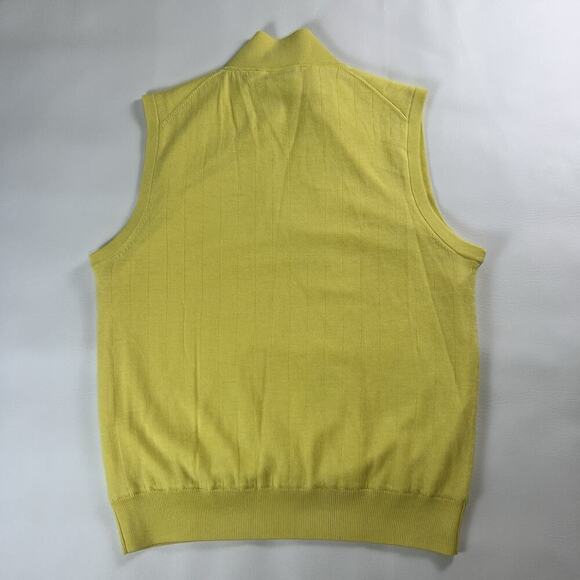 Bobby Jones Extrafine 100% Wool 1/4 Zip Sweater Vest Golf Yellow Lined Mens Sz L - Picture 4 of 13